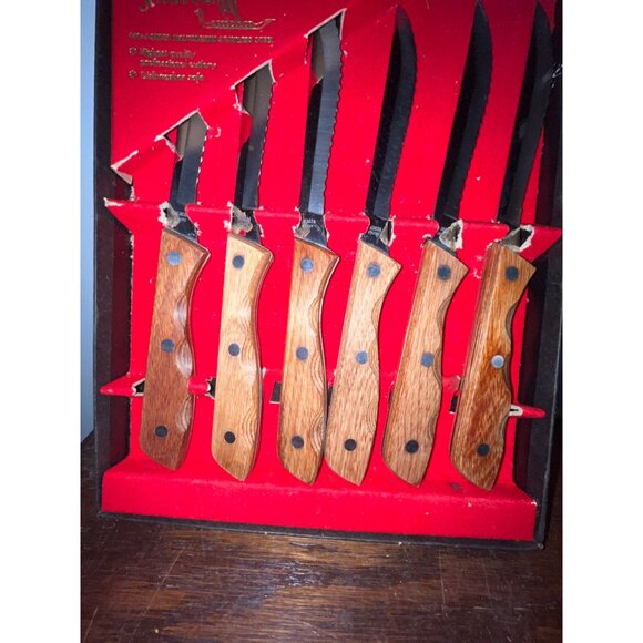 Viking 6-Pc Steak Knife Set With Super Molybdenum Stainless Steel Blades & Wood - Picture 6 of 8